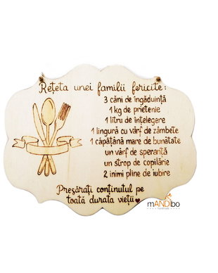 Tăbliță decorativă - Bucătărie - Rețeta unei familii fericite