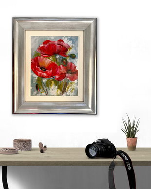 Tablou "Maci rosii"・Pictura cu flori de mac・Tablou Modern・Arta florală contemporană・Picturi cu flori în acrilic