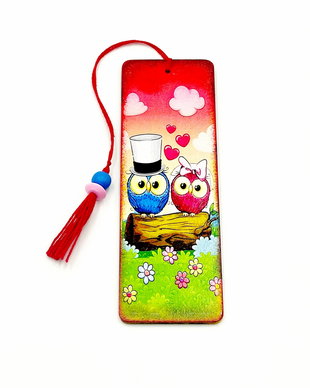 Semn de carte handmade, bufnite gatite de petrecere 2782