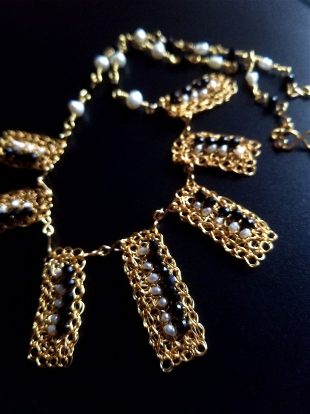 Colier auriu-cupru gilt,perle,margele