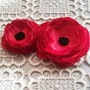 set brose flori maci rosii de matase