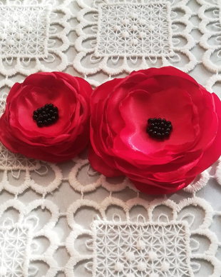 set brose flori maci rosii de matase