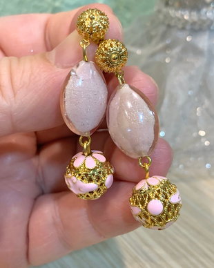 CERCEI~LIGHT PINK SHADOWS~murano,email,elemente placate cu aur