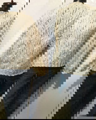 PULOVER IVOIRE LANA TRICOTAT MANUAL TORSADE AJUR