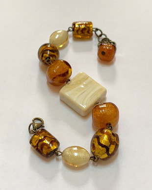 BRATARA ~HONEY CANDIES~ murano,lampwork,bronz