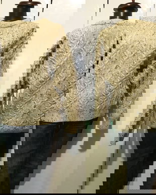 PULOVER UNISEX 80`S TRICOTAT MANUAL FIR LANA