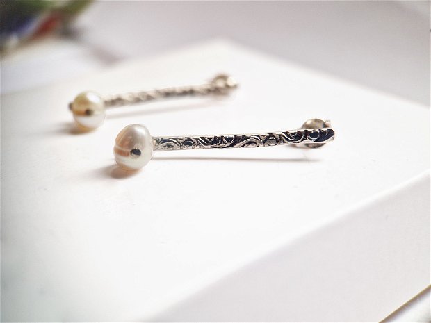 Cercei din argint "Vintage Beauty" cu perle naturale