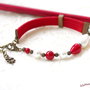 Bratara martisor cu perle albe si rosii