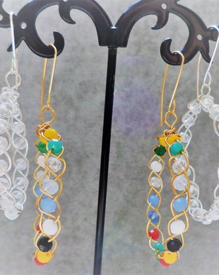 Cercei handmade din sarma si cristale fatetate/cercei hoop
