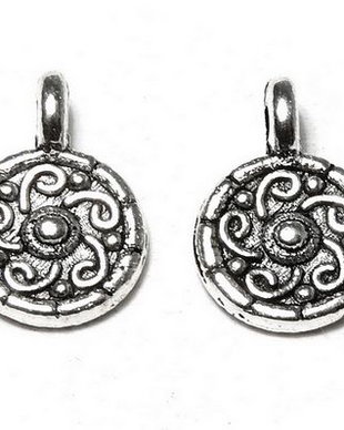 Pandantiv / charm metalic, argintiu antichizat, 13x9 mm