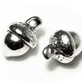 Pandantiv metalic, argintiu antichizat, ghinda, 15.5x10.5 mm