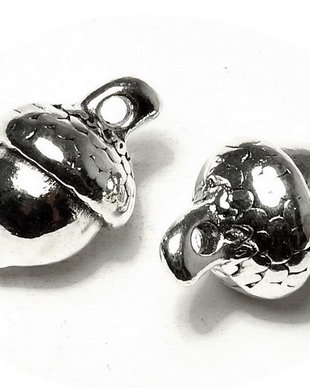 Pandantiv metalic, argintiu antichizat, ghinda, 15.5x10.5 mm
