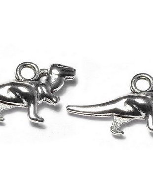 Pandantiv metalic, argintiu antichizat, dinozaur, 21x11 mm