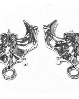 Pandantiv metalic, argintiu antichizat, liliac, 18x17.5 mm