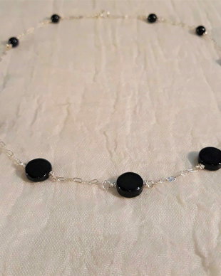 Colier argint onix negru- Transport gratuit
