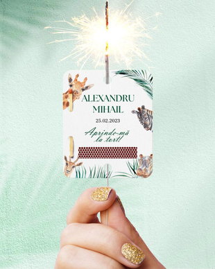 Mărturie de botez Artificii de mână tip Sparklers personalizate | Jungle, Kandor Special Gifts