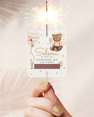 Mărturie de botez Artificii de mână tip Sparklers personalizate | Ursuleț, Kandor Special Gifts