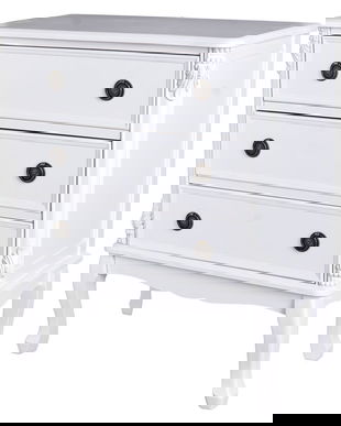 Comoda din lemn masiv alb cu trei sertare