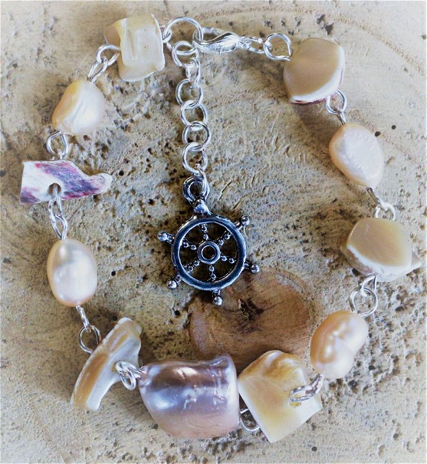 Bratara din perle si sidef natural - marine bracelet