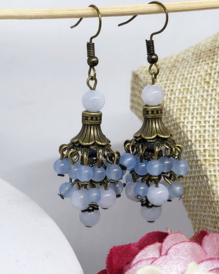 Cercei candelabru jad bleu