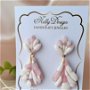 Cercei marmorati roz/alb/pin inox auriu / Handmade Polymer Clay Earrings
