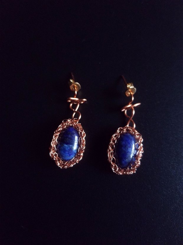 Cercei - cupru, lapis lazuli