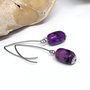 Cercei carlig inox cu jad violet