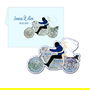 Marturie nunta magnetice motocicleta cu plic inclus, vintage bleu