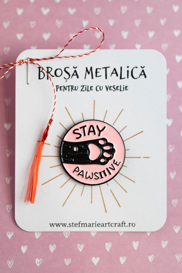 Brosa metalica Stay pawsitive