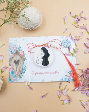 Mărțișor Minimalist Woman | Personalizat handmade | Lut polimeric