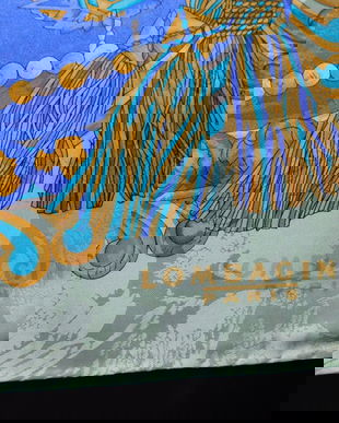 LOMGABINE PARIS ,  esarfa   vintage matase naturala   jaquard