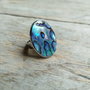 Inel reglabil cu paua abalone, 30x22 mm