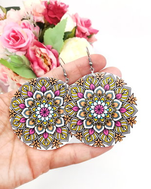 Cercei mari, cercei casual, cercei lemn. Cercei mandala