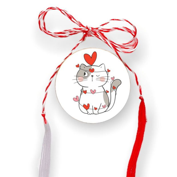 Brosa martisor din lemn  Pisica