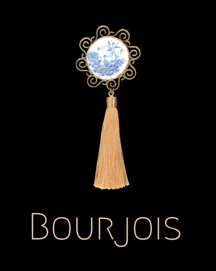 Broșă/Jabou cu porțelan și ciucure BOURJOIS