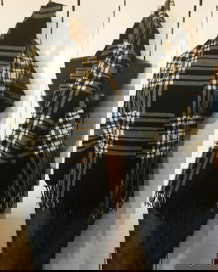 FULAR STOFA LANA ALB NEGRU