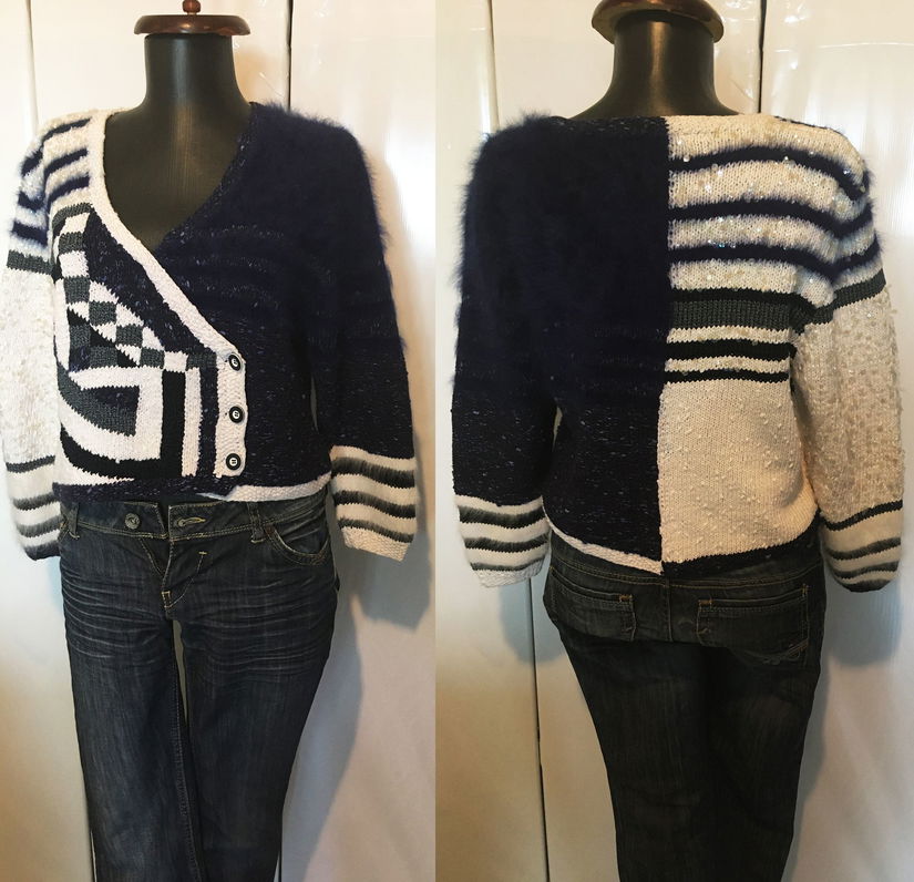 CARDIGAN 80`S LANA ALBASTRU ROYAL