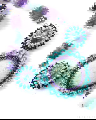 Colier ametist si crisopraz