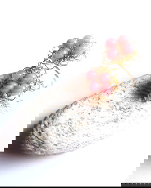 Inel aurit cu rodonit sintetic