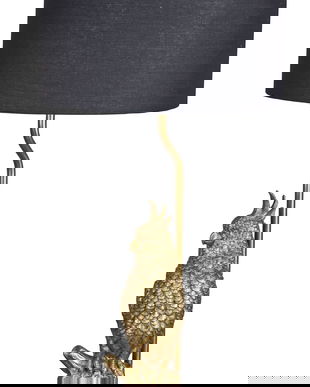 Lampa de masa cu un papagal si abajur negru