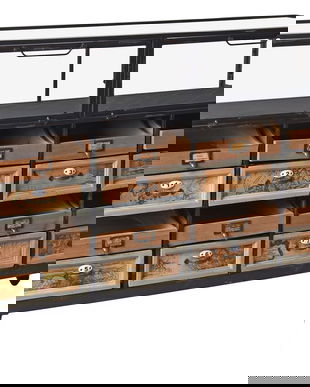 Comoda industriala din metal cu sertare din lemn