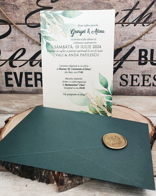 Invitatie Leaves cu sigiliu