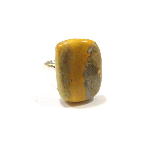 Inel Jasp Bumble Bee si Argint 925 - IN619 - Inel galben reglabil, cadou romantic, cadou sotie, inel pietre semipretioase, cristale vindecatoare