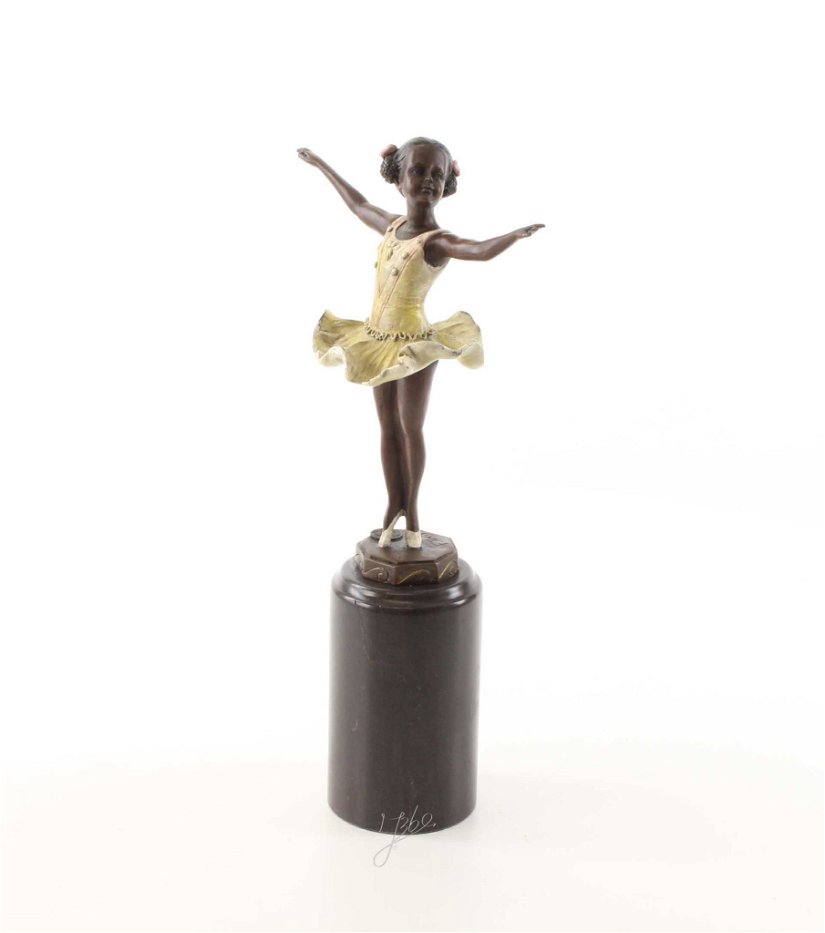 Micuta balerina - statueta din bronz pictat pe soclu din marmura