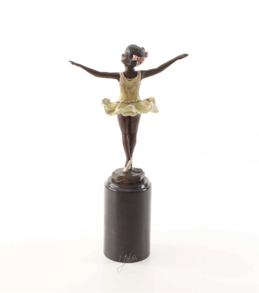 Micuta balerina - statueta din bronz pictat pe soclu din marmura