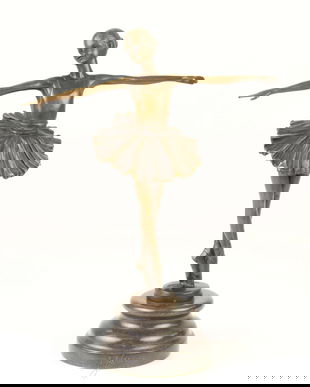 Balerina-statueta din bronz pe un soclu din marmura