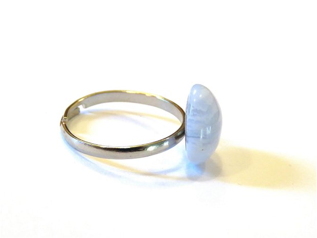 Inel Calcedonie albastra si Argint 925 - IN679 - Inel albastru reglabil, cadou romantic, inel pietre semipretioase, cadou sotie, cadou iubita, cristale vindecatoare