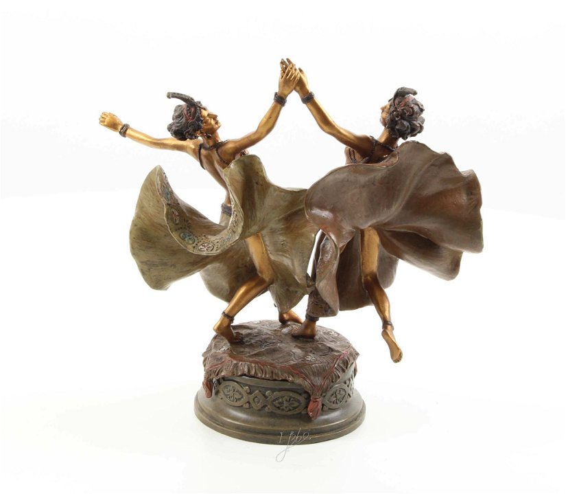 Doua dansatoare- statueta vieneza din bronz masiv