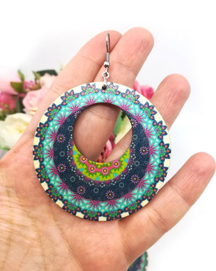 Cercei mari, cercei casual, cercei lemn. Cercei mandala
