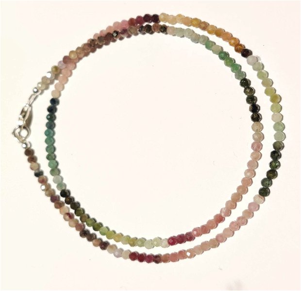 Colier turmalina multicolora si argint 925    (965)